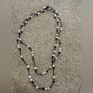 Handcrafted White Pearl Beaded Layered Necklace